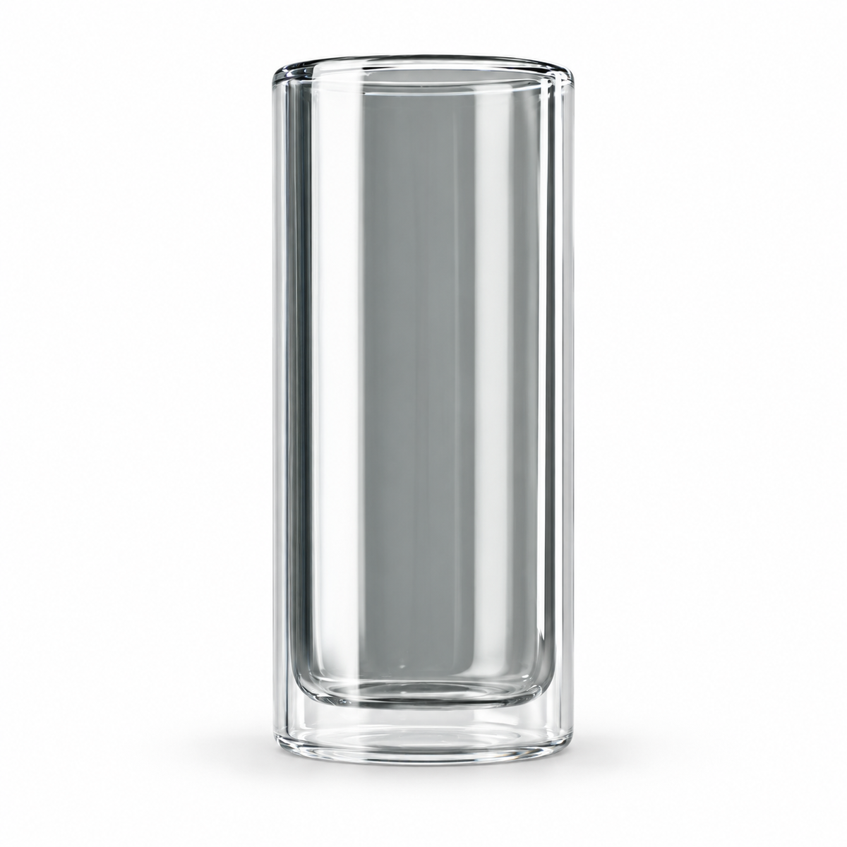 Gray-250mL double-wall glass on white, preserving the subtly neutral finish shown by the mapped reference.