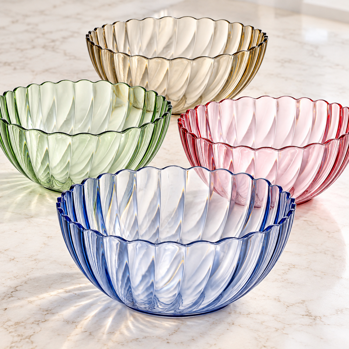 Plastic Serving Bowls, 74 oz, Set of 4