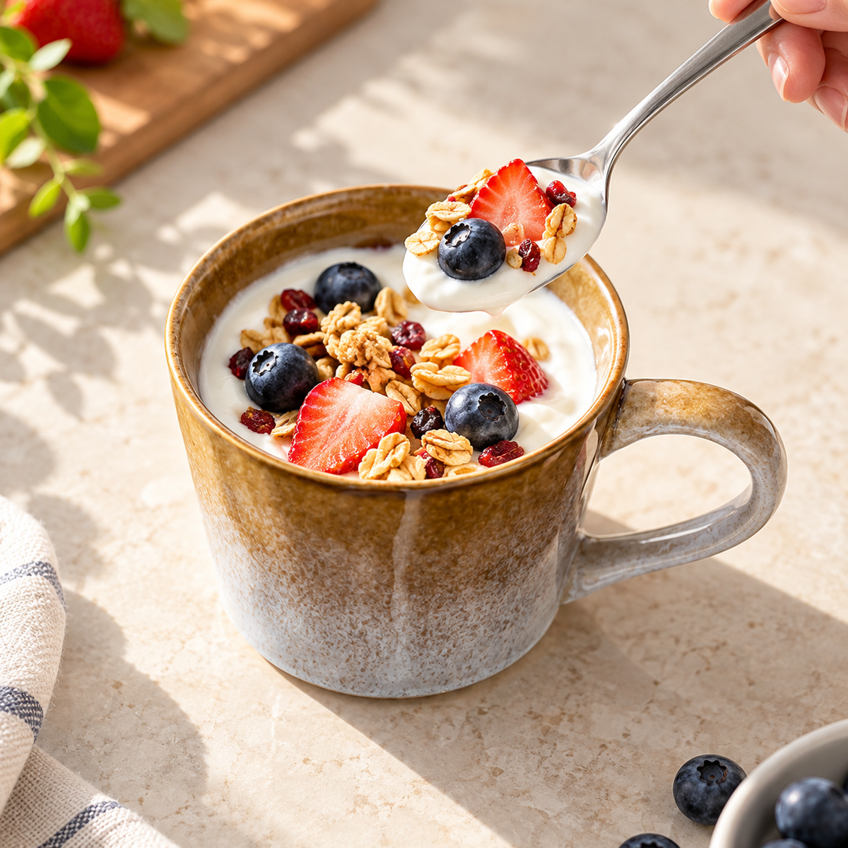 Retro gradient ceramic mug 3 lifestyle dessert