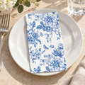 Blue Wildflower Paper Guest Napkins, 100 pc - place setting. Styling props not included.