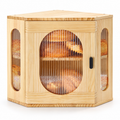 Generated product illustration: corner bread box arched window; closed exterior on a white background.