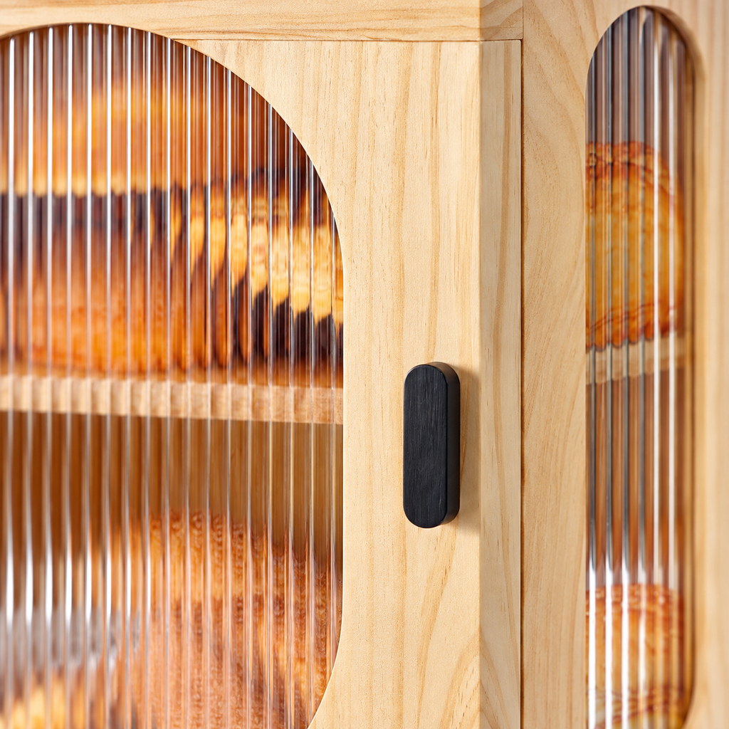 Generated product illustration: corner bread box arched window; source-visible construction and window detail.