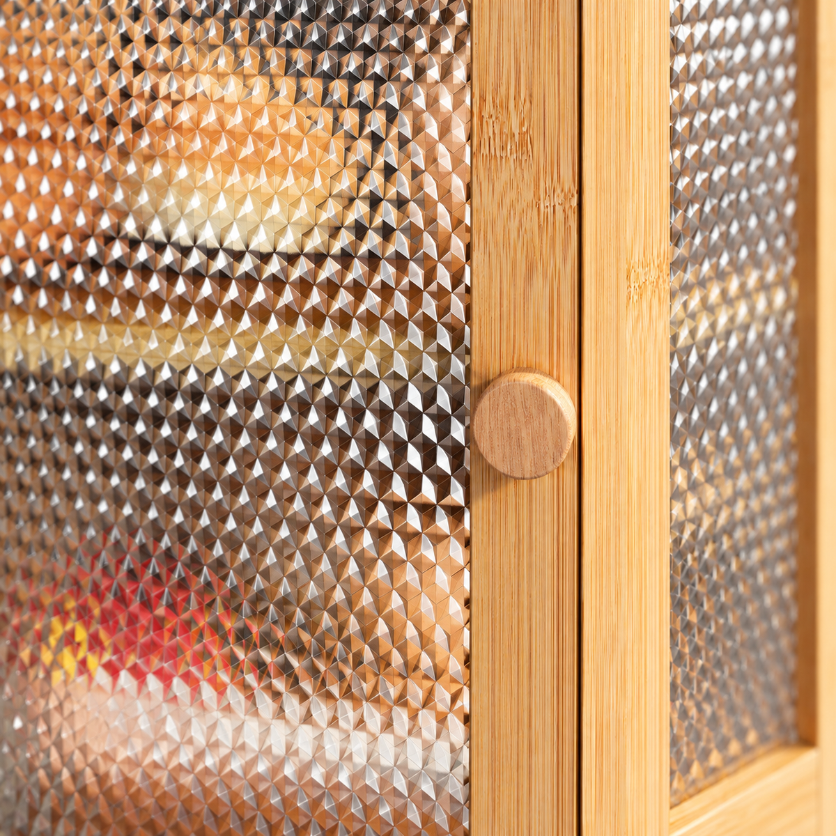 Generated product illustration: corner bread box double layer natural; source-visible construction and window detail.