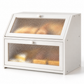 Generated product illustration: double layer bread box white; closed exterior on a white background.