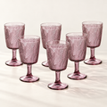Purple leaf-embossed goblets: set of six