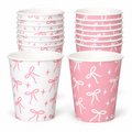 Pink and white bow paper cups - white background product view