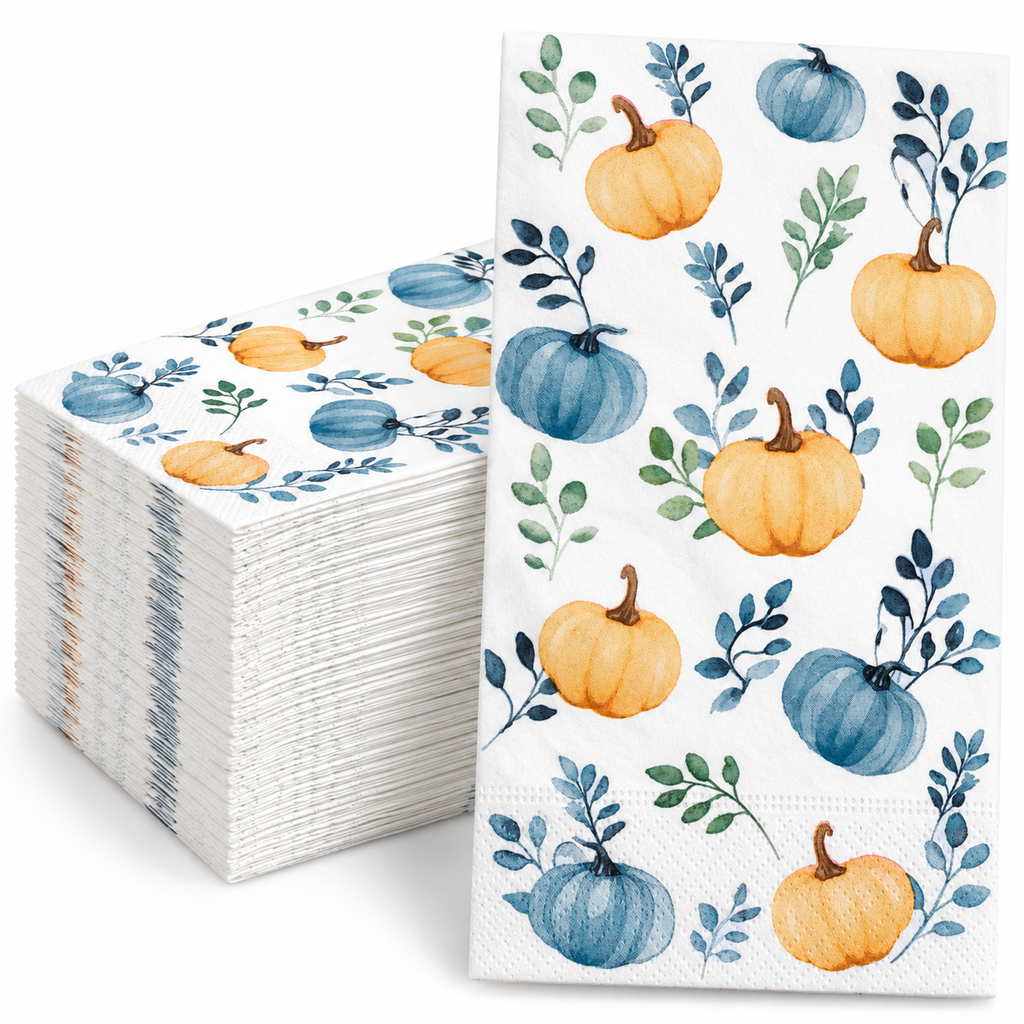 Pumpkin guest napkins - white background product view