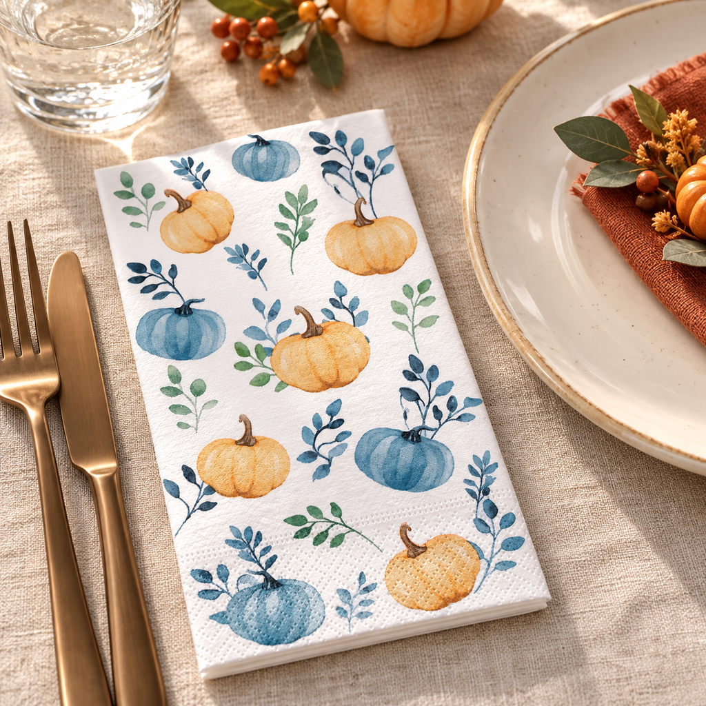 Pumpkin guest napkins - styled use scene