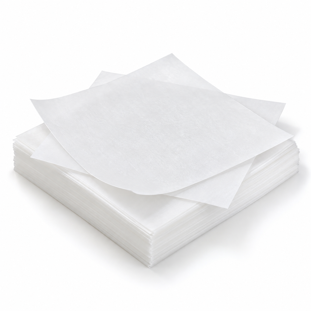 White square paper sheets on white; representative arrangement from the selected 6 x 6 in, 100-sheet pack.