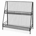 Black two-tier wire storage rack; storage contents and props not included