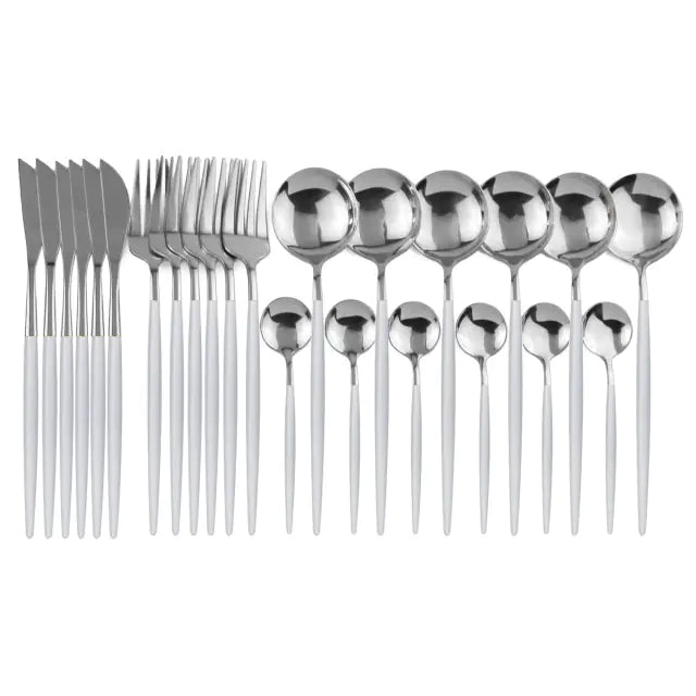 Original 24-piece Silver variant with silver heads and white handles.