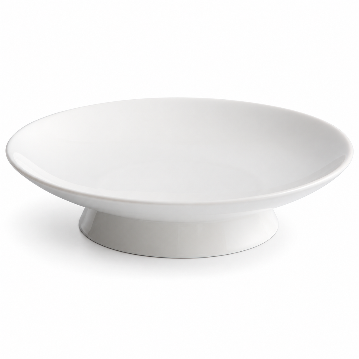 White ceramic footed serving plate on white