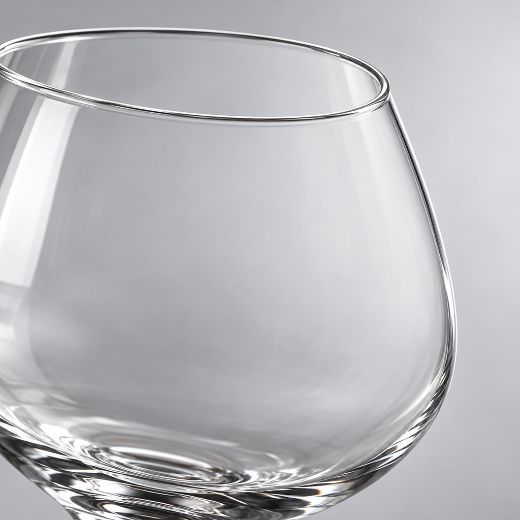 Ambra crystal glass thin rim and rounded bowl detail