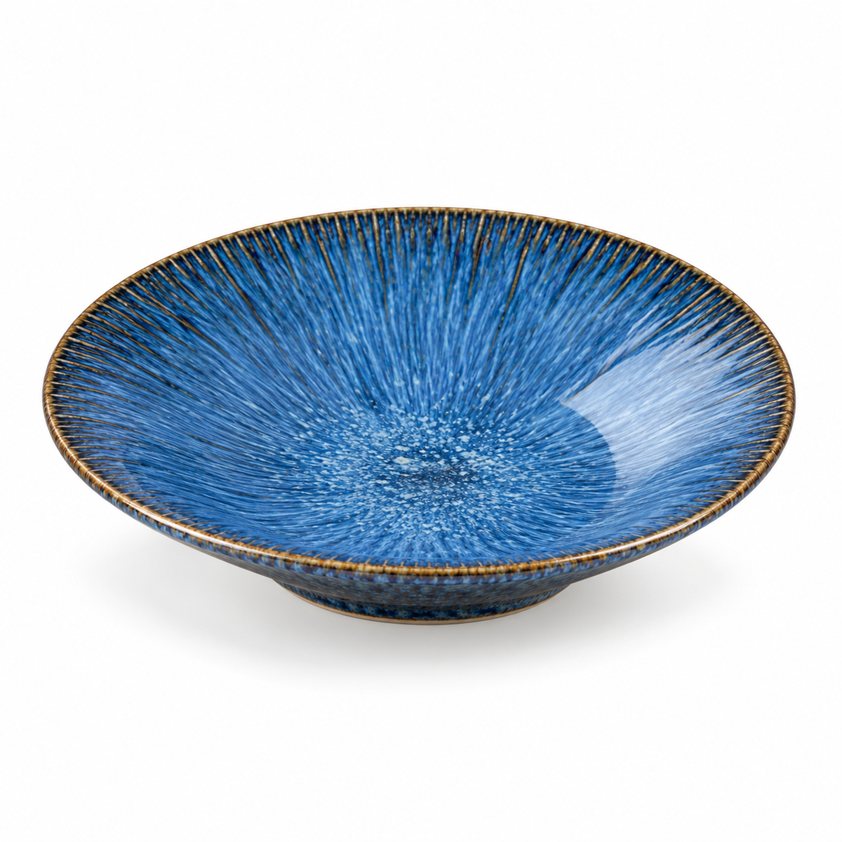 Kiln-blue shallow deep dish on white