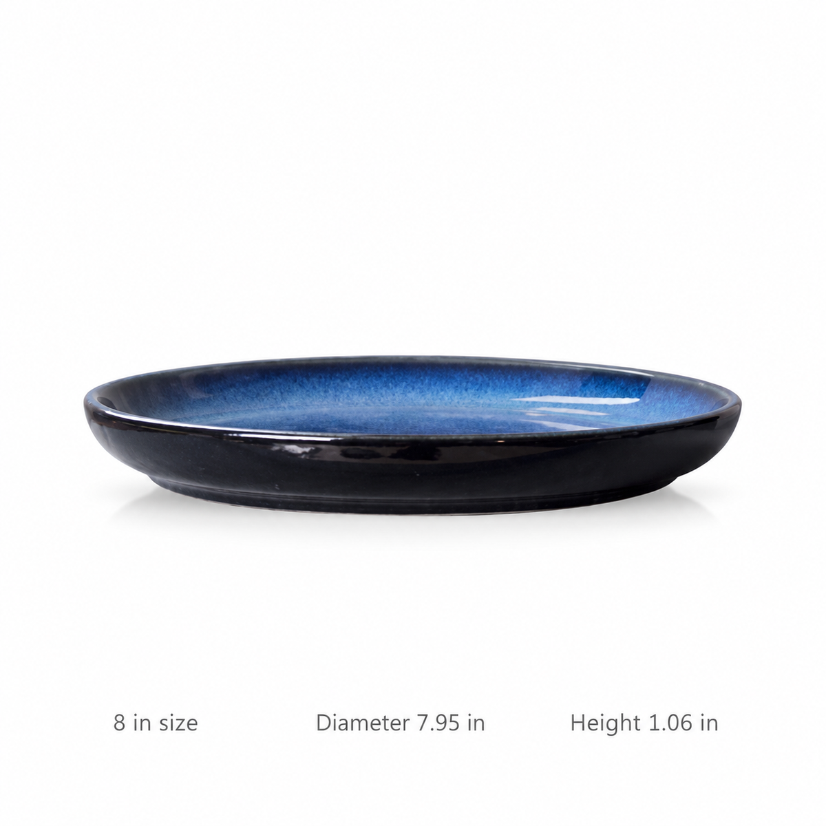 Blue gradient porcelain plate 8 in variant, diameter and height specification