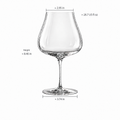 bordeaux crystal glass with approximate inch dimensions and US fl oz capacity on white