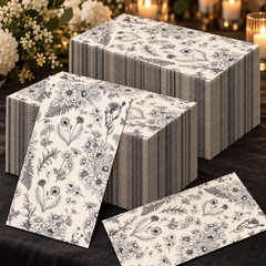 Black and White Botanical Paper Napkins, 3-Ply, 120 pc