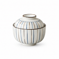 bowl lines ceramic bowl with matching lid on white background