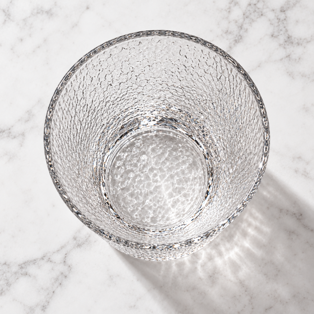 Brina whiskey glass overhead view of opening and weighted base