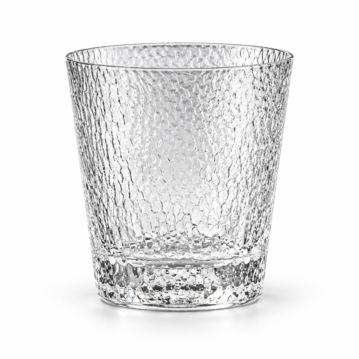 Brina textured whiskey tumbler, complete empty glass on white