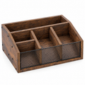 Brown five-compartment coffee organizer on white background