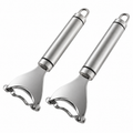 Two stainless steel corn scrapers on white, showing the two-piece selling unit.