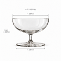 coupe crystal glass with approximate inch dimensions and US fl oz capacity on white