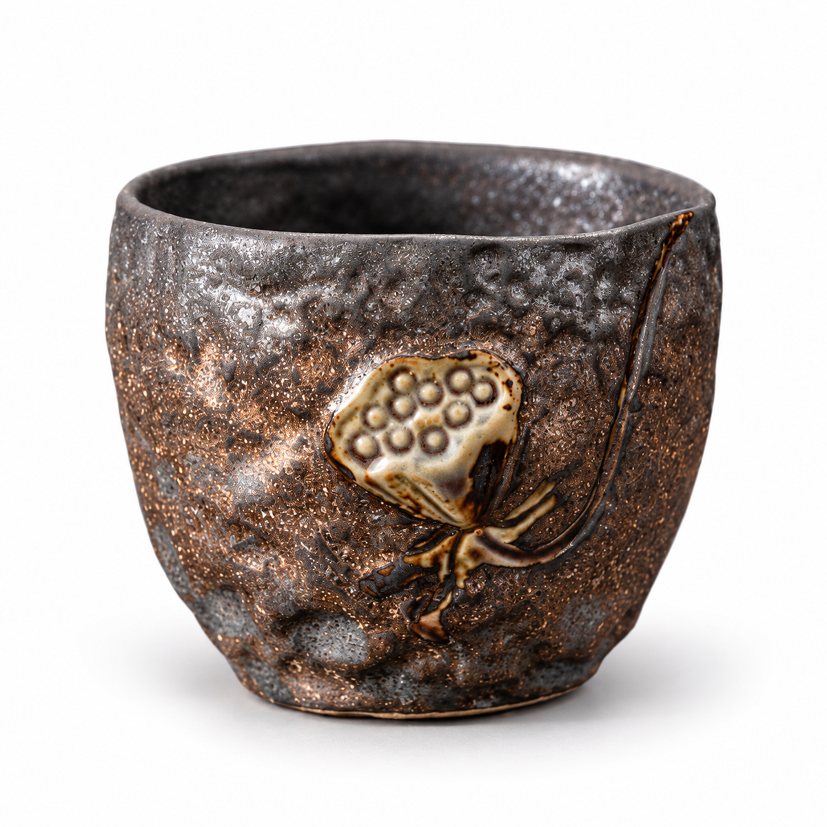 Glazed ceramic tea cup style A on white