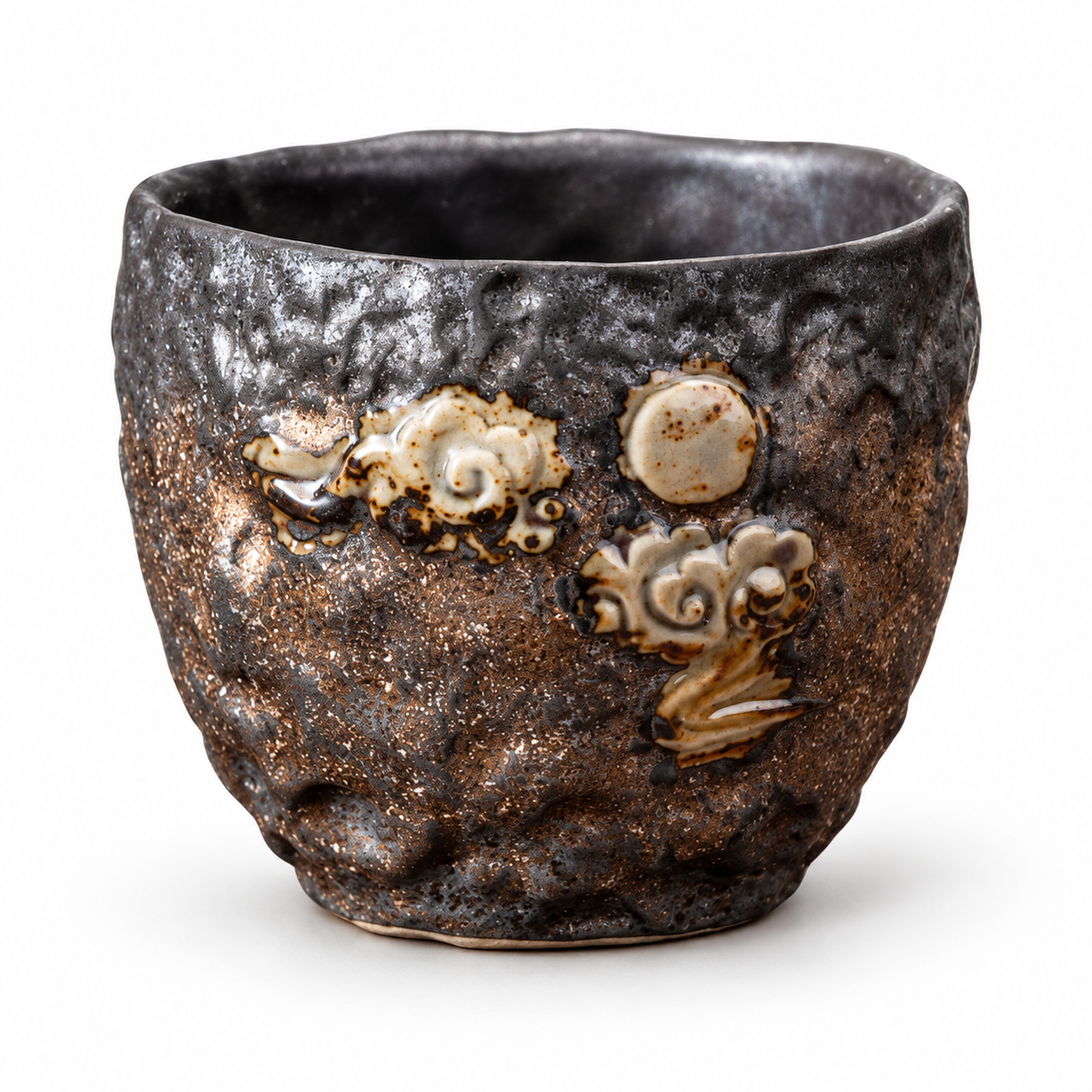 Glazed ceramic tea cup style C on white
