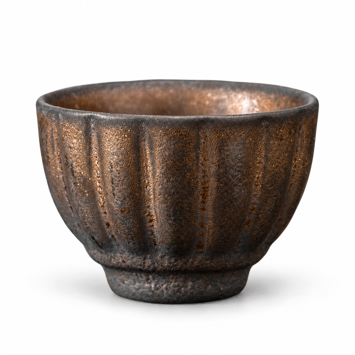 Glazed ceramic tea cup style D on white