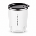 Double-wall tumbler with lid, white finish, on white