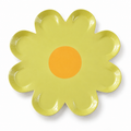 Yellow eight-petal flower-shaped paper party plate, single-color variant.