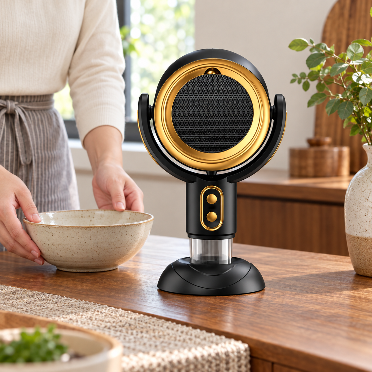 AI-generated product illustration: extractor gold 02; styling props not included