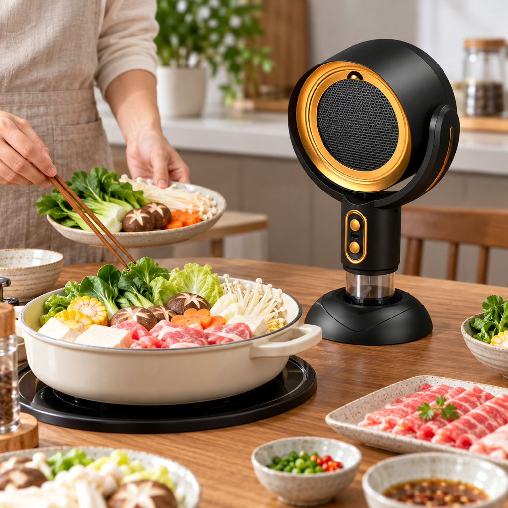 AI-generated product illustration: extractor gold 03; styling props not included