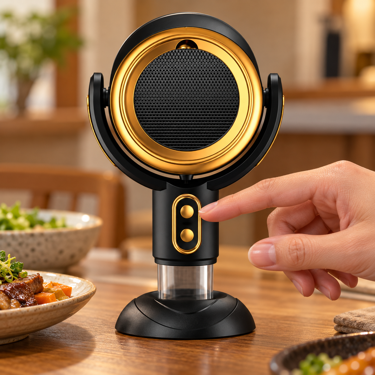 AI-generated product illustration: extractor gold 05; styling props not included