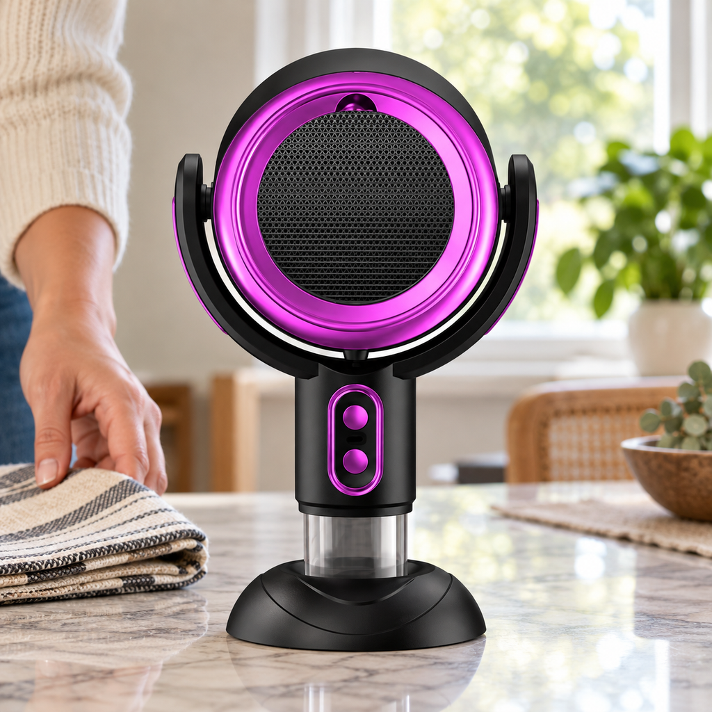 AI-generated product illustration: extractor purple 06; styling props not included