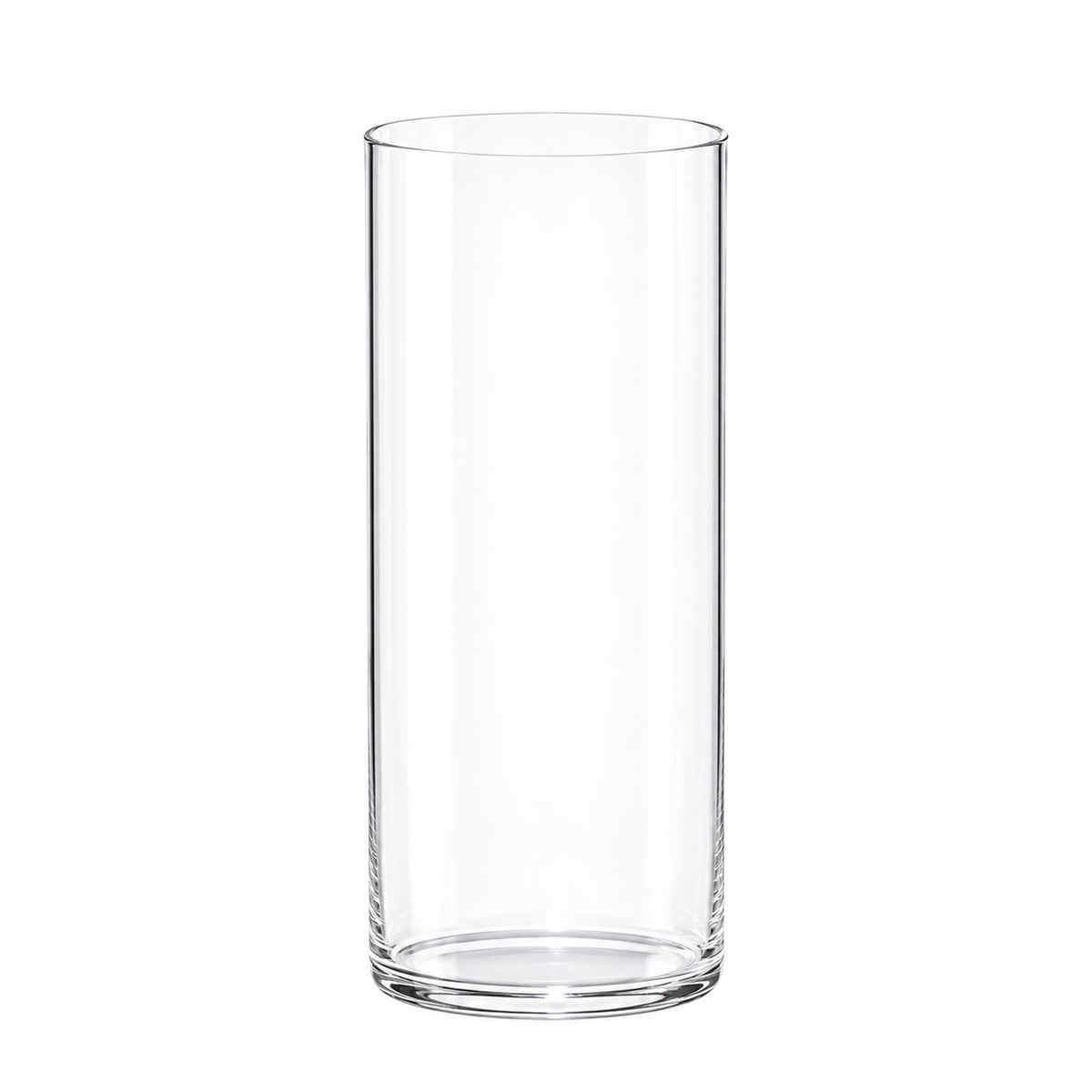 Medium-height ultra-thin cylindrical clear tumbler on white
