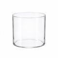 Short ultra-thin cylindrical clear tumbler on white