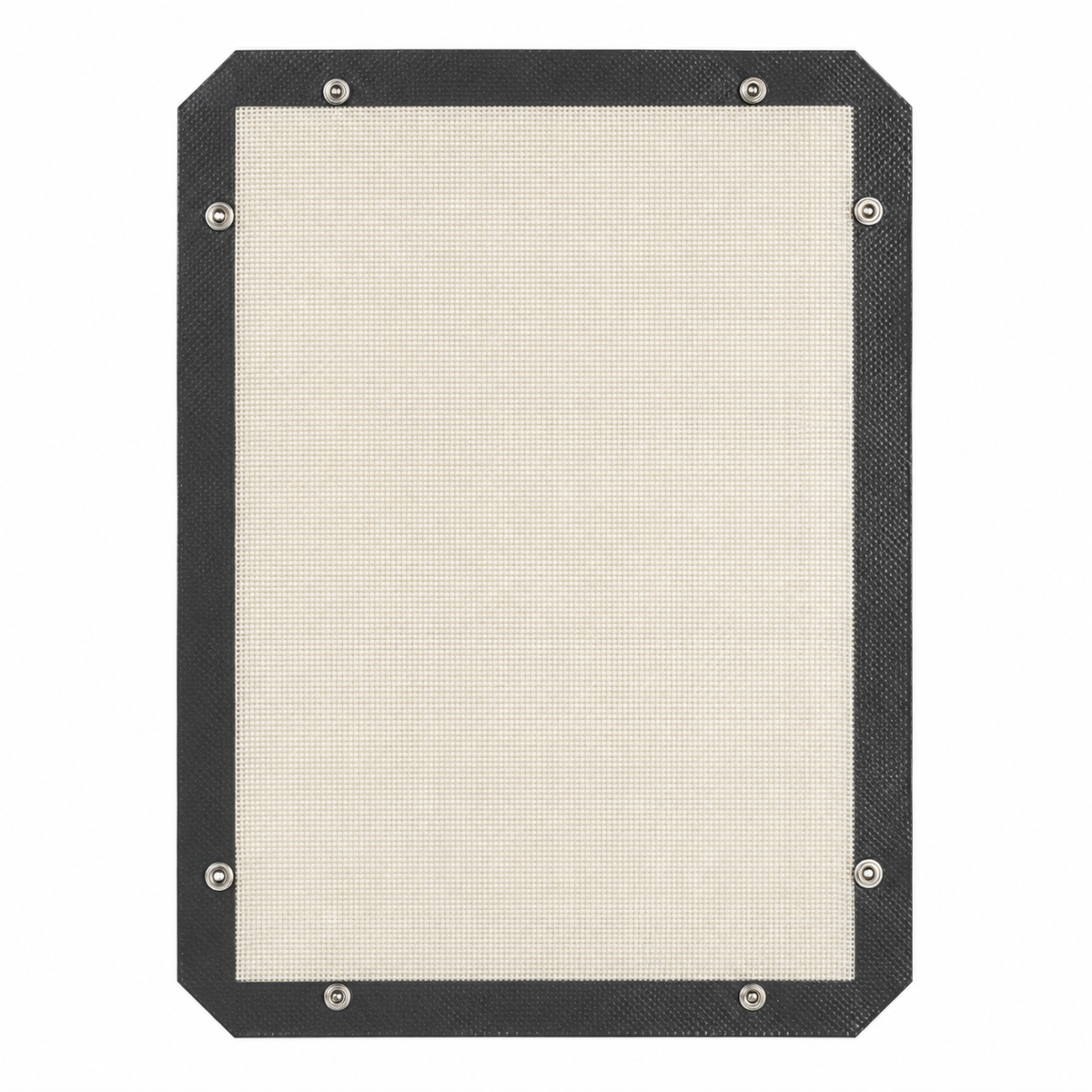 Overhead view of the baking mat laid flat with corner snaps unfastened