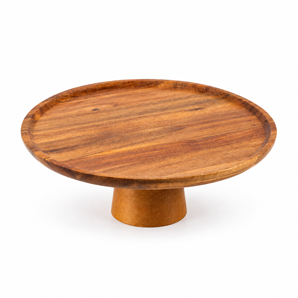 25 cm wooden footed platter on white