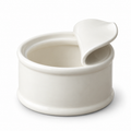 Lattina ivory ceramic can-shaped bowl with integral fixed rolled rim, empty studio view