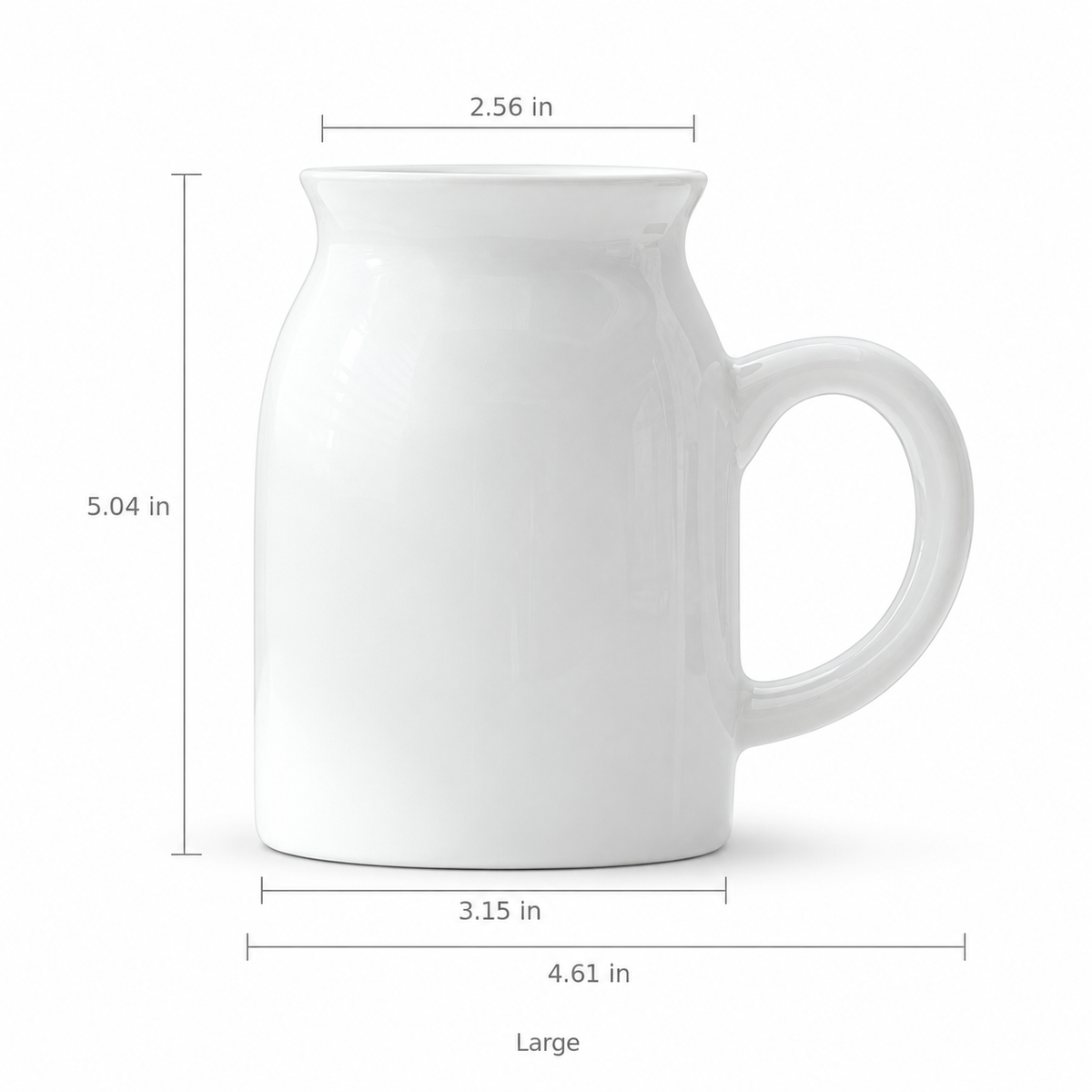 White porcelain milk cup vase large size in inches.