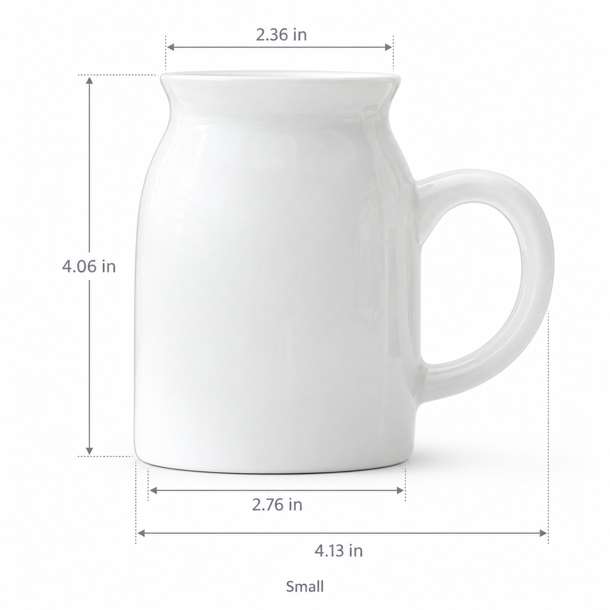 White porcelain milk cup vase small size in inches.