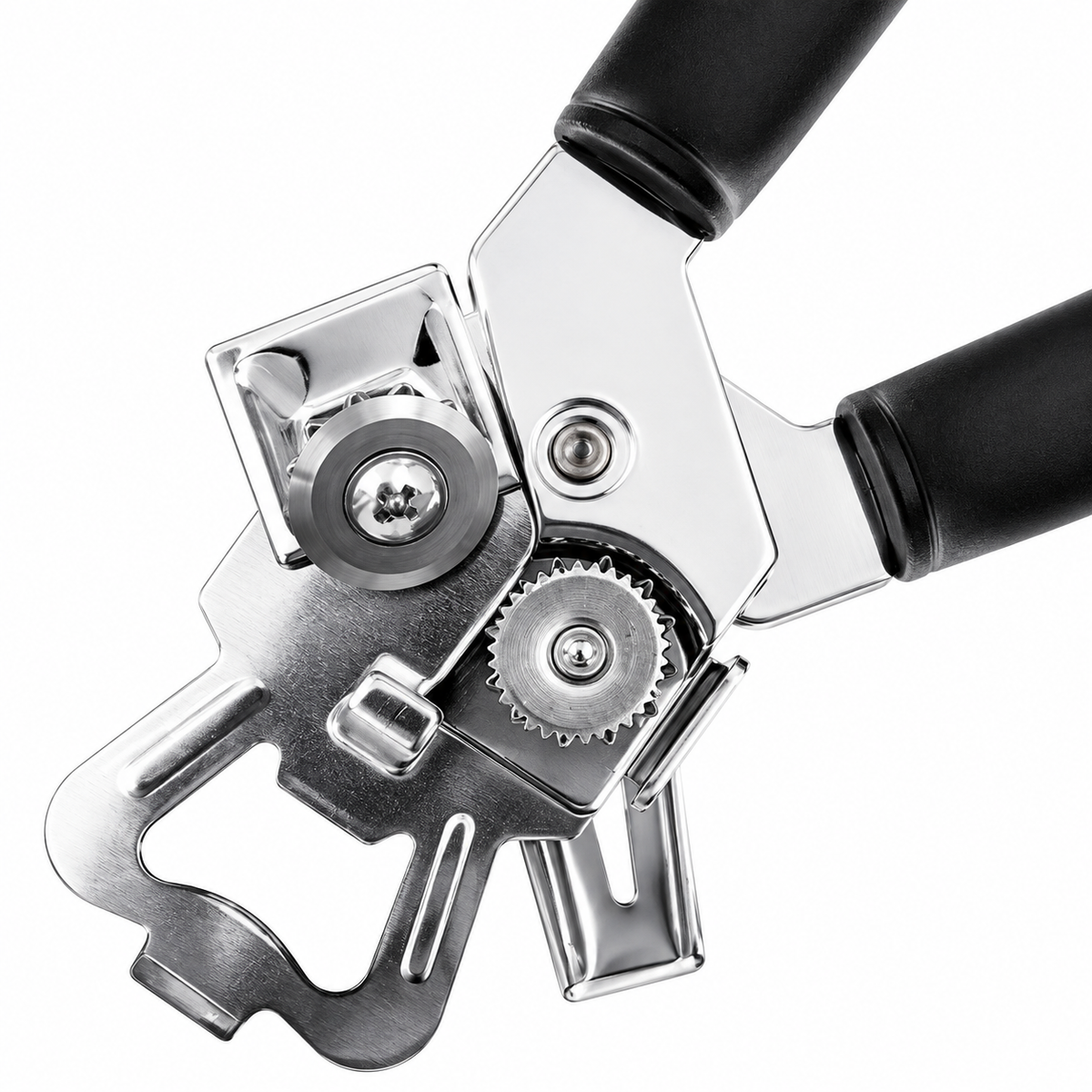 Can opener cutting wheel and gear detail