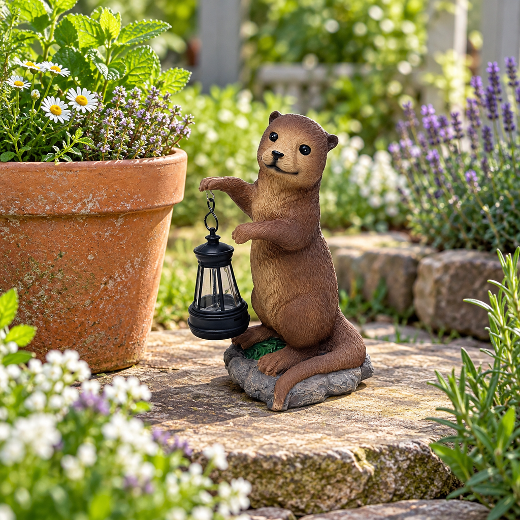 20 cm otter solar garden light - scene day