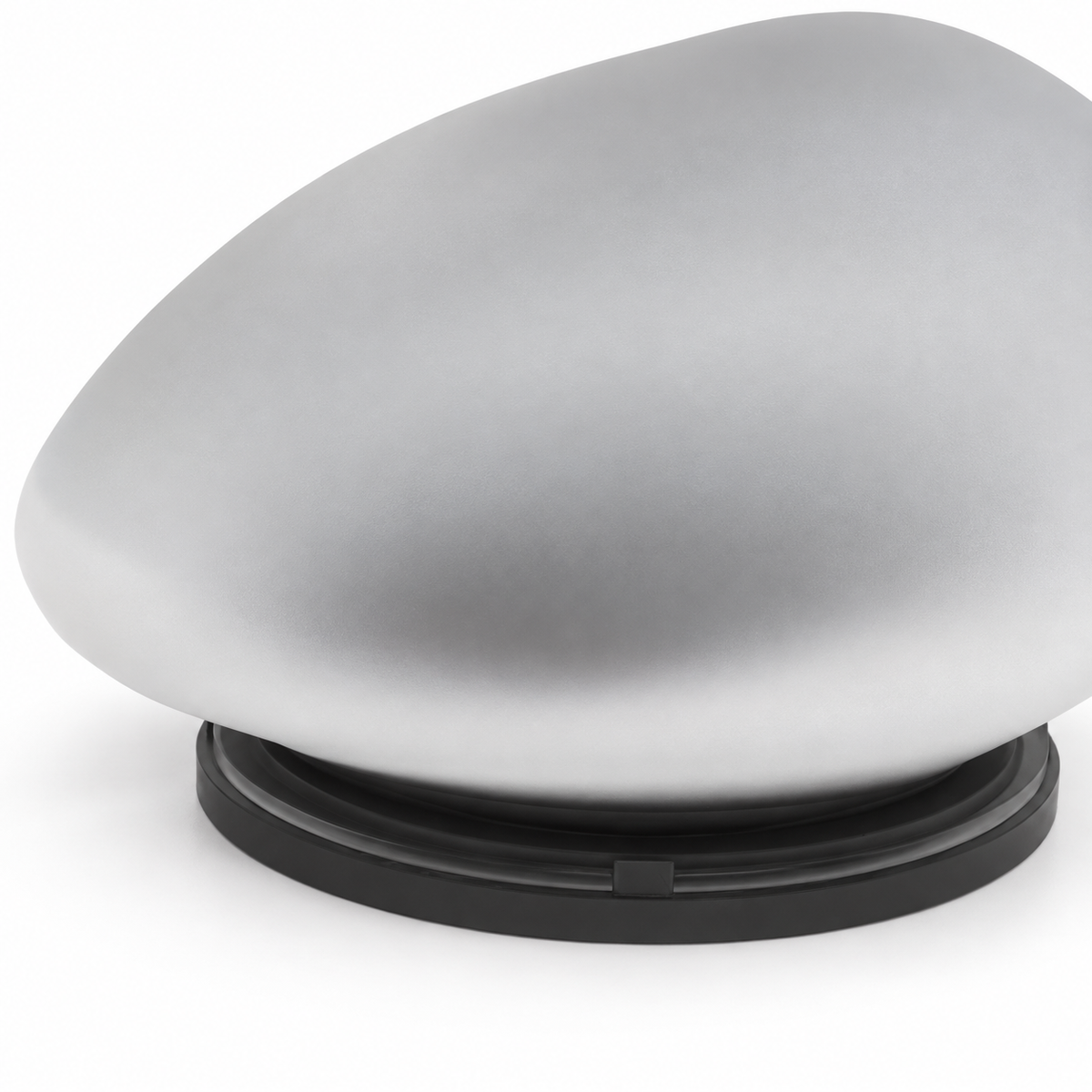 Frosted pebble lamp surface and black base detail