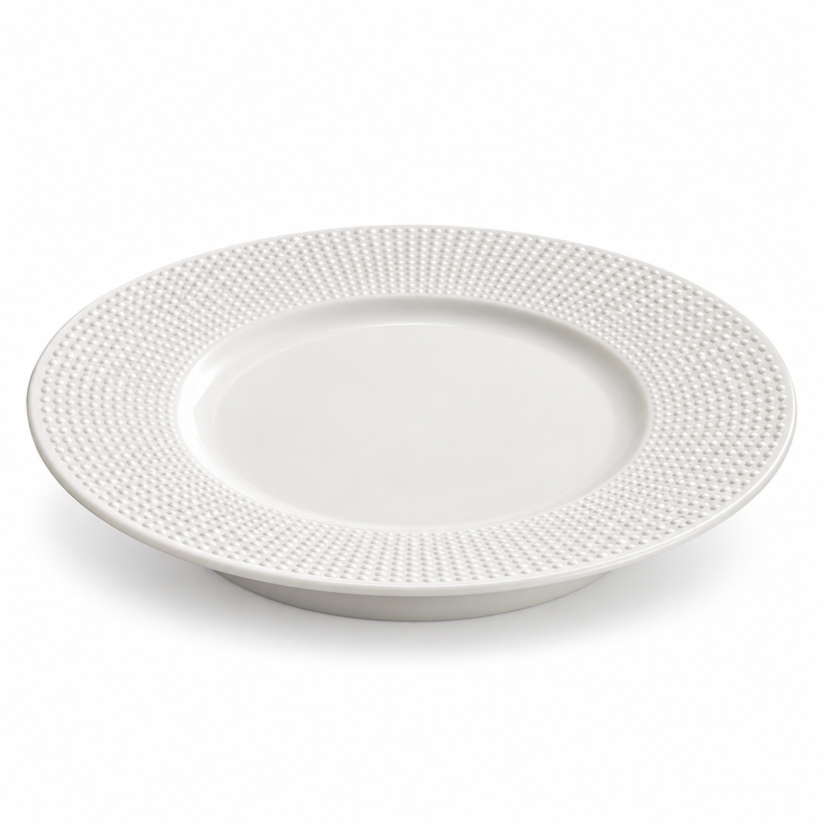 White beaded flat plate on white