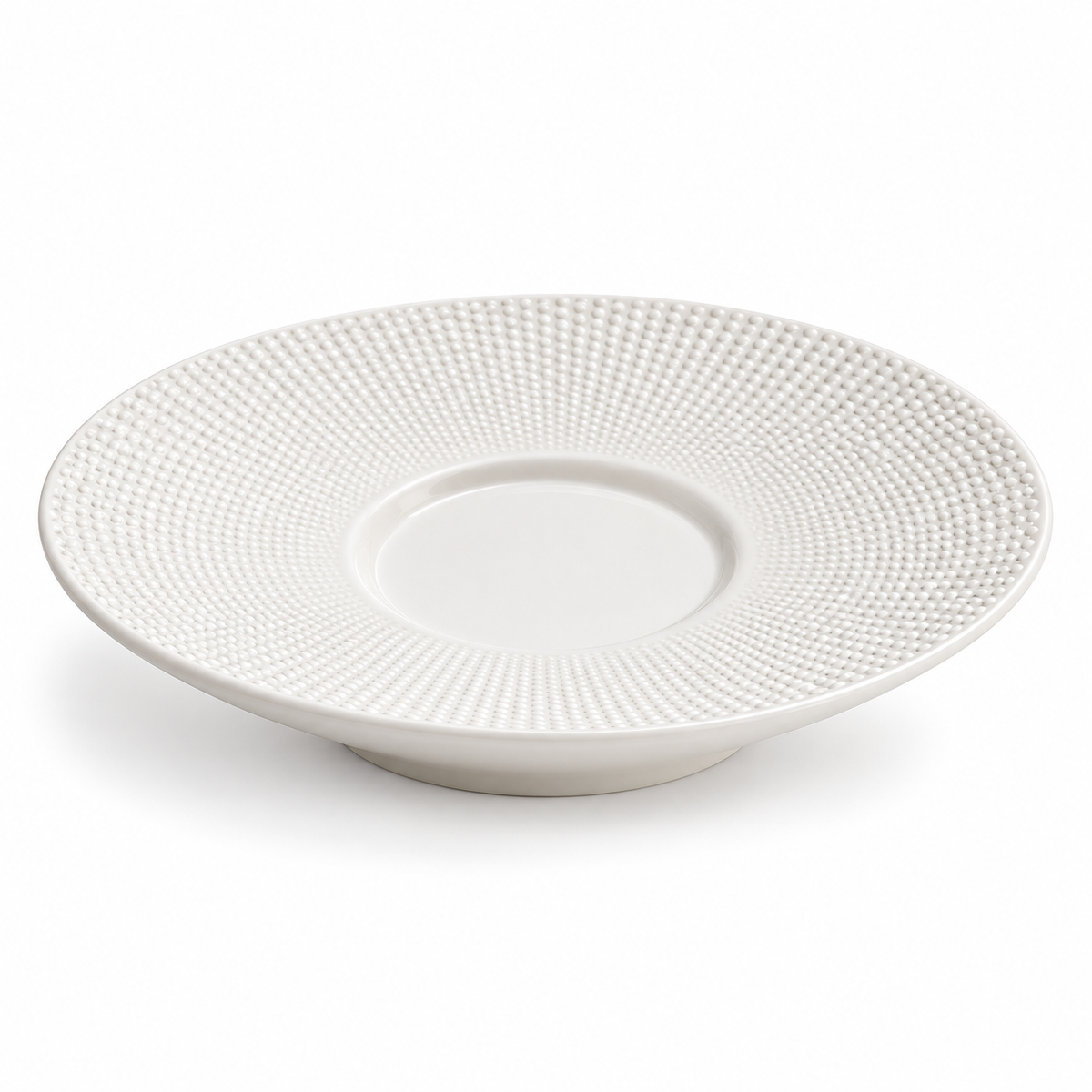 White beaded display plate on white