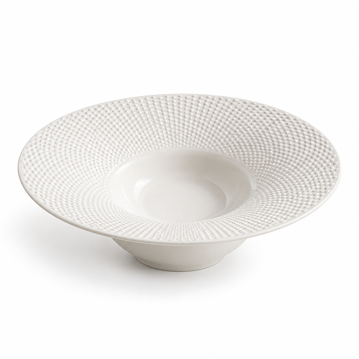White beaded brim-up hat bowl on white