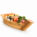 Pine sushi serving boat, hero styling; food and accessories not included
